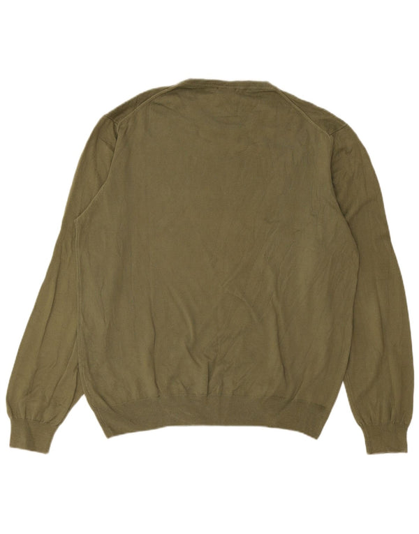 Ανδρικό πουλόβερ με λαιμόκοψη Conte of Florence 2XL πράσινο βαμβακερό