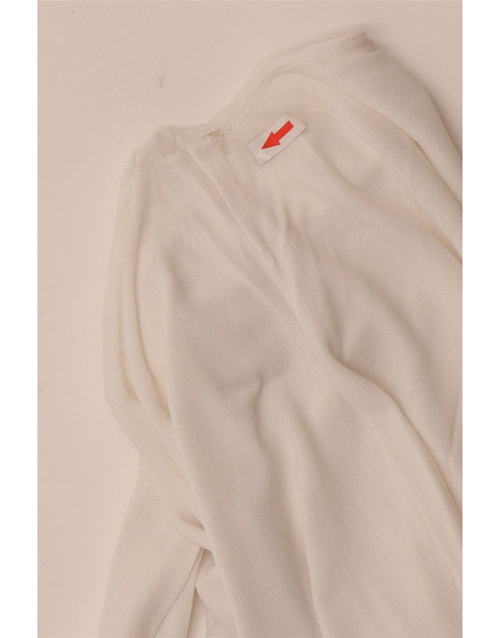 Zara Γυναικεία See Through Top Μακρύ μανίκι UK 12 μεσαία λευκή βισκόζη