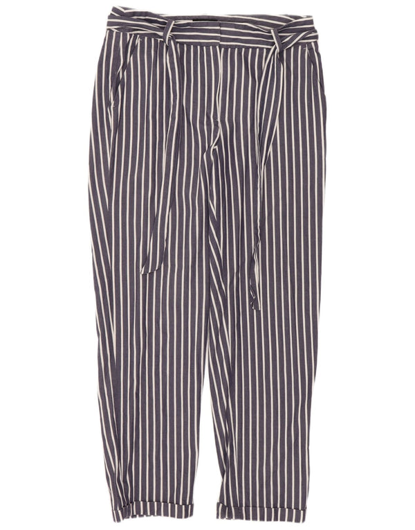 Massimo Dutti Womens Chino Trousers EU 38 Small W28 L27 Navy Blue Pinstripe