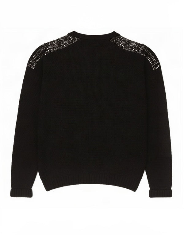 Topshop Γυναικείο πουλόβερ με λαιμόκοψη UK 12 μεσαία μαύρη βισκόζη