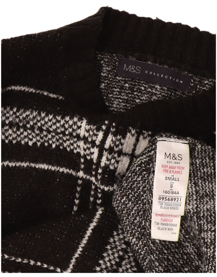 Marks & Spencer Γυναικείο πουλόβερ με λαιμόκοψη UK 10 Small Black Check