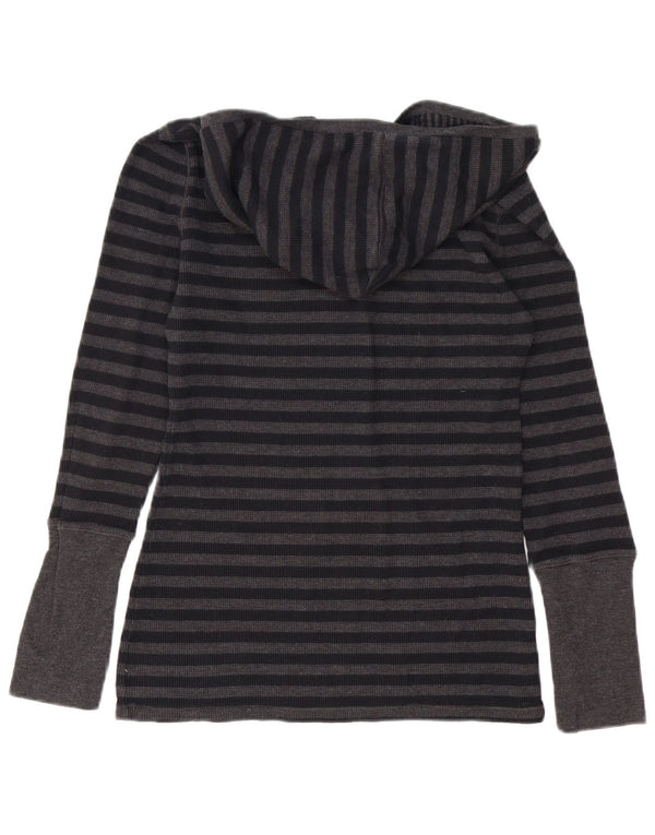 Γυναικείο Calvin Klein με κουκούλα μακρυμάνικο UK 12 μεσαίο γκρι βαμβακερό ριγέ