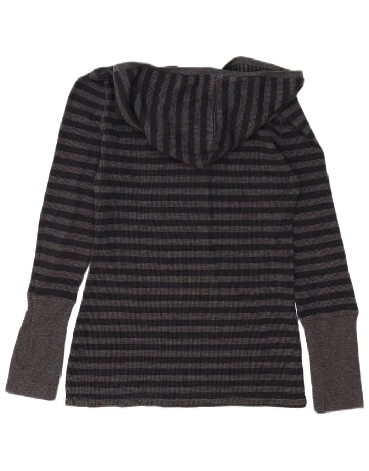 Γυναικείο Calvin Klein με κουκούλα μακρυμάνικο UK 12 μεσαίο γκρι βαμβακερό ριγέ