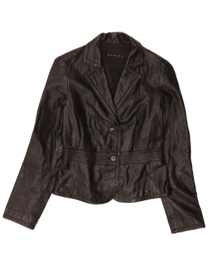 Sisley Γυναικείο Crop 2 Button Leather Blazer Jacket IT 40 Small Black