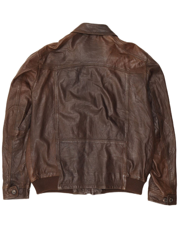 Massimo Dutti Ανδρικό Δερμάτινο Βοηθητικό Μπουφάν UK 44 2XL Καφέ