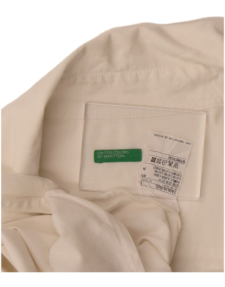 BENETTON Γυναικείο πουλόβερ πουκάμισο UK 16 μεγάλο λευκό βαμβακερό