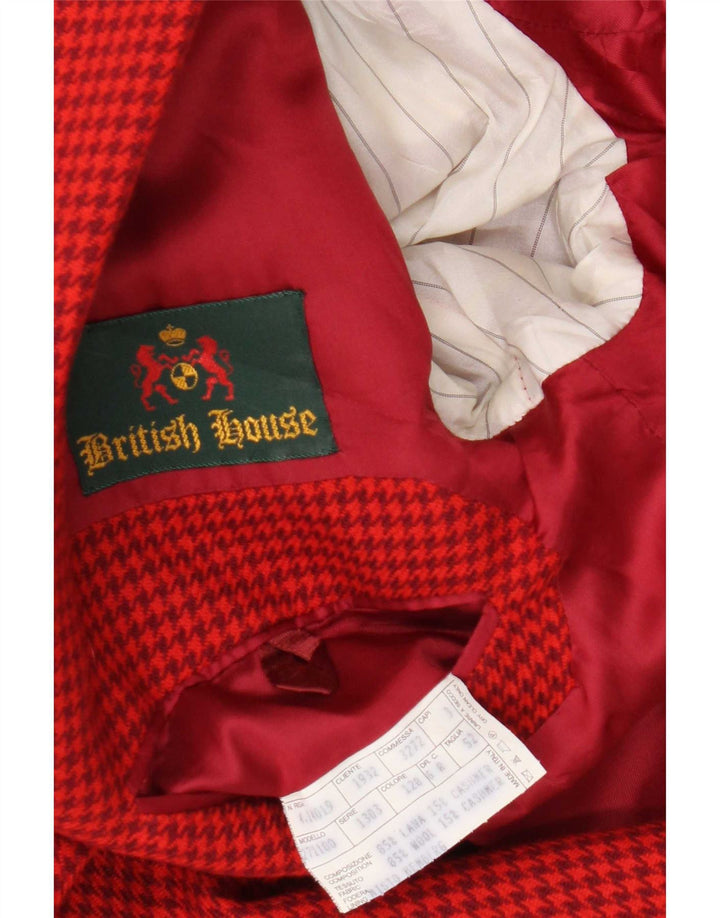 Vintage Ανδρικό σακάκι με 2 κουμπιά σακάκι IT 52 XL Red Houndstooth Wool