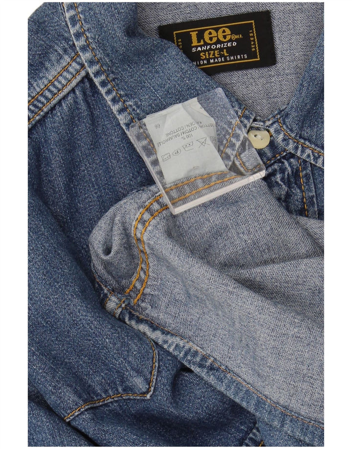 Ανδρικό τζιν πουκάμισο LEE μεγάλο μπλε βαμβακερό