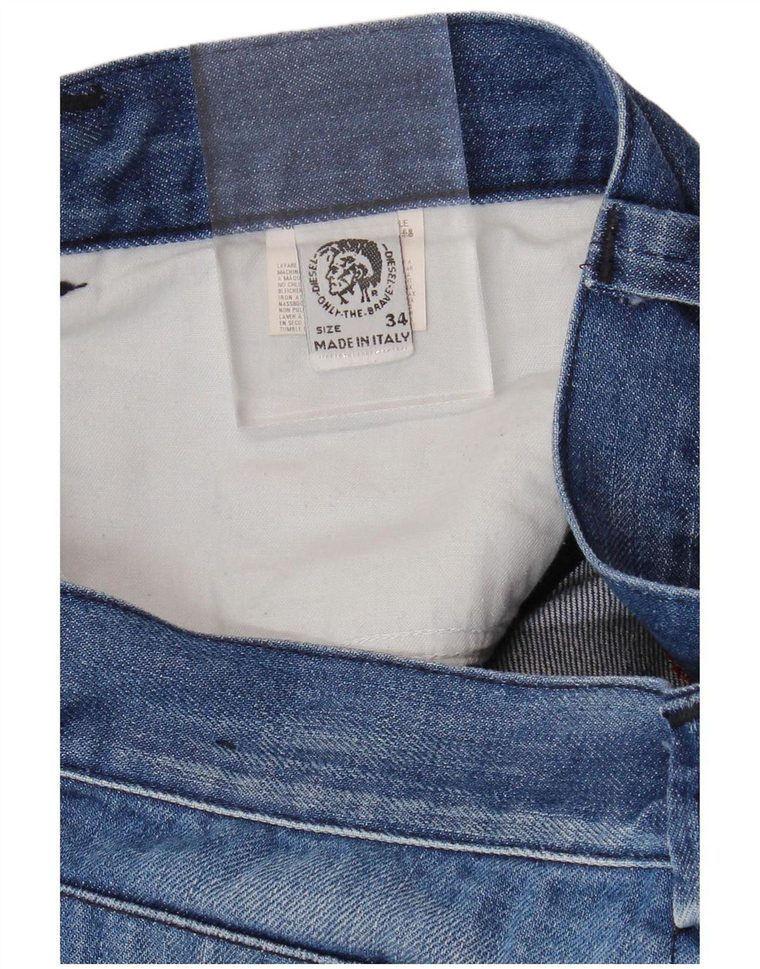 DIESEL Mens Acid Wash Straight Jeans W34 L29 Μπλε βαμβακερό