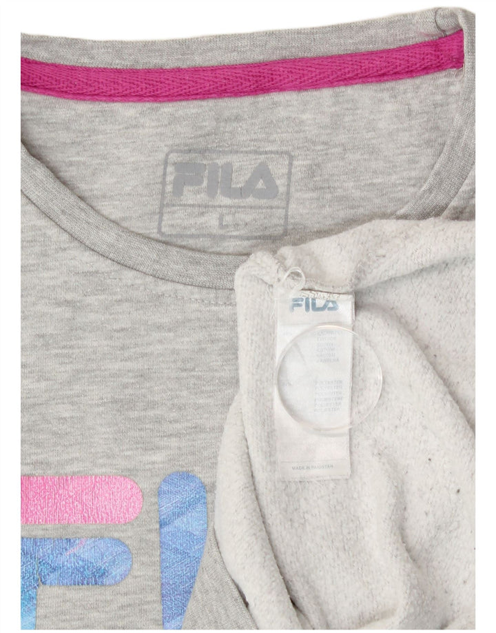 Γυναικεία γραφική φούτερ Fila Jumper UK 16 Large Grey Cotton