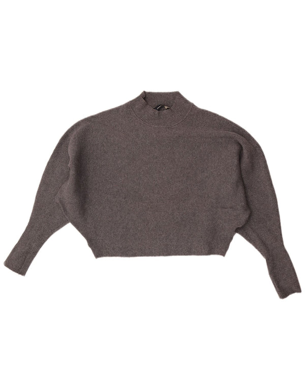 Γυναικείο Zara Batwing Crop πουλόβερ με λαιμόκοψη χελώνας UK 14 Medium Grey