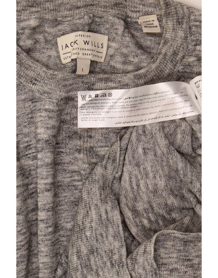 Jack Wills Ανδρικό πουλόβερ με λαιμόκοψη, μεγάλο γκρι βαμβακερό