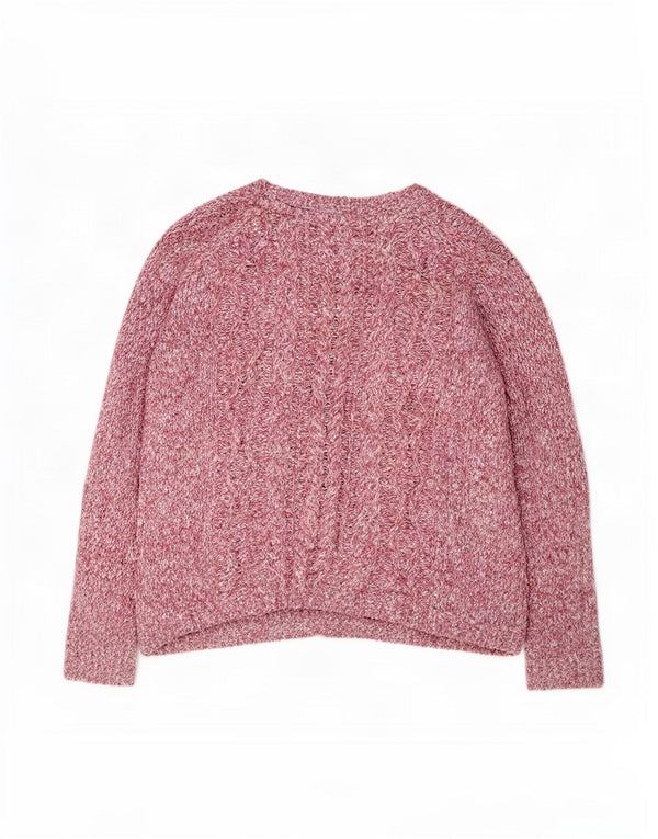 Fat Face Γυναικείο πουλόβερ με λαιμόκοψη UK 18 XL Pink Flecked βαμβακερό