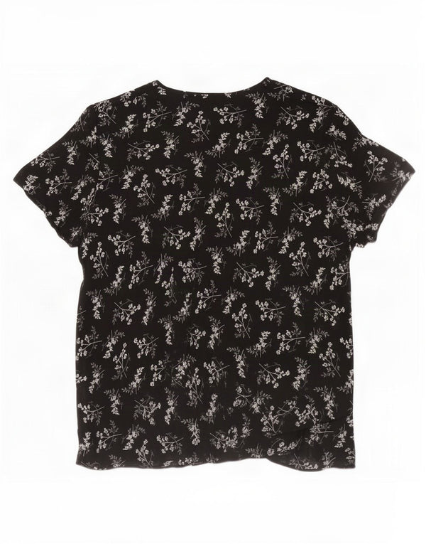 Marks & Spencer Γυναικεία μπλούζα St. Michael Top UK 16 Large Black Floral