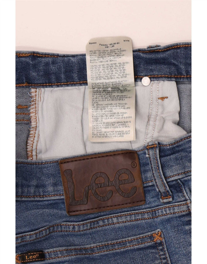 Lee Mens Rider Distressed Slim Jeans W32 L31 Blue Cotton