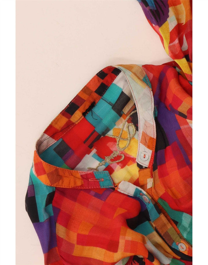 Desigual Γυναικείο γραφικό πουκάμισο μπλούζα UK 12 Medium πολύχρωμο γεωμετρικό