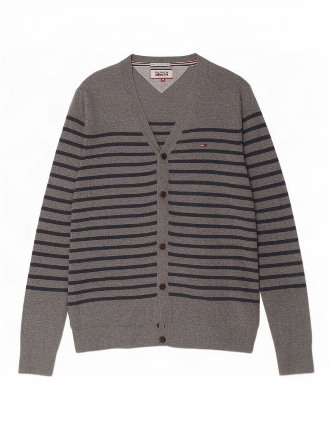 Ανδρική ζακέτα Tommy Hilfiger, Βαμβακερό μεσαίο γκρι ριγέ