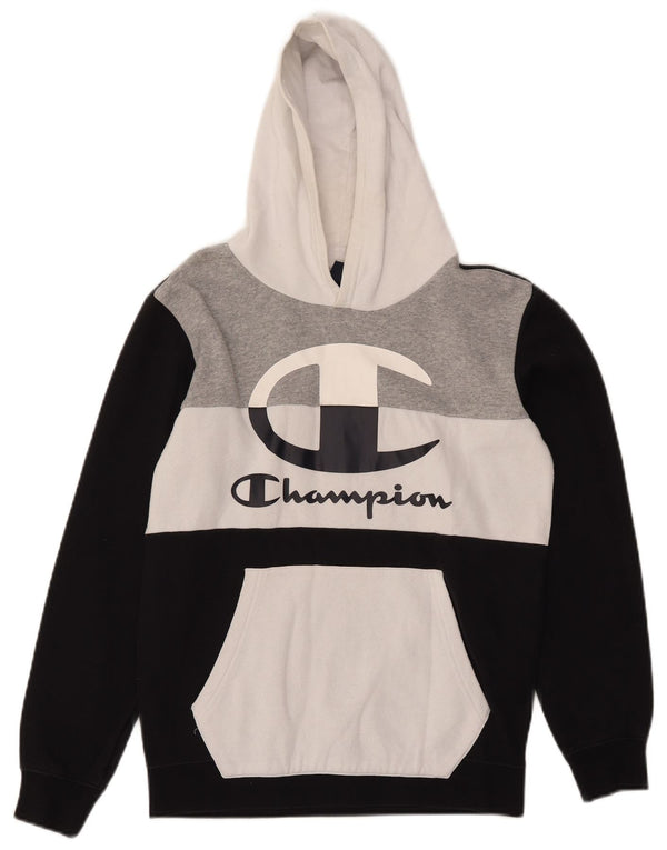 Champion Boys Graphic Hoodie Jumper 13-14 Years XL Navy Blue Colorblock