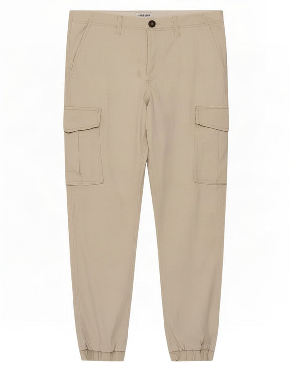 Jack & Jones Mens Joggers Cargo Trousers W34 L32 Off White Cotton