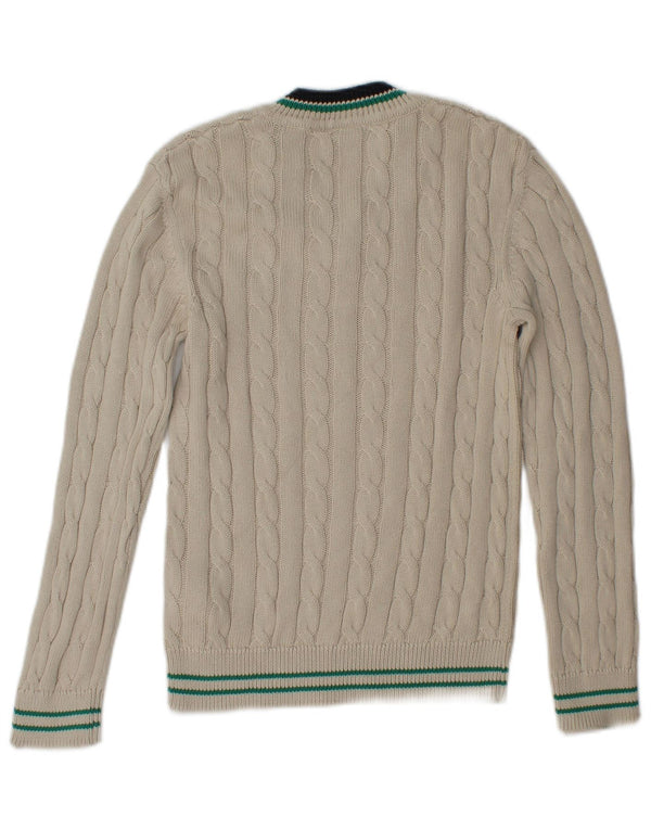 Πουλόβερ Lyle & Scott Boys με V λαιμόκοψη 9-10 ετών λευκό βαμβακερό