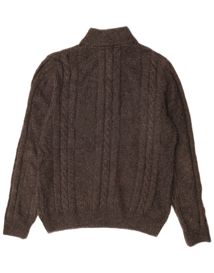 Crew Clothing Ανδρικό πουλόβερ με λαιμόκοψη με φερμουάρ μεγάλο γκρι μαλλί