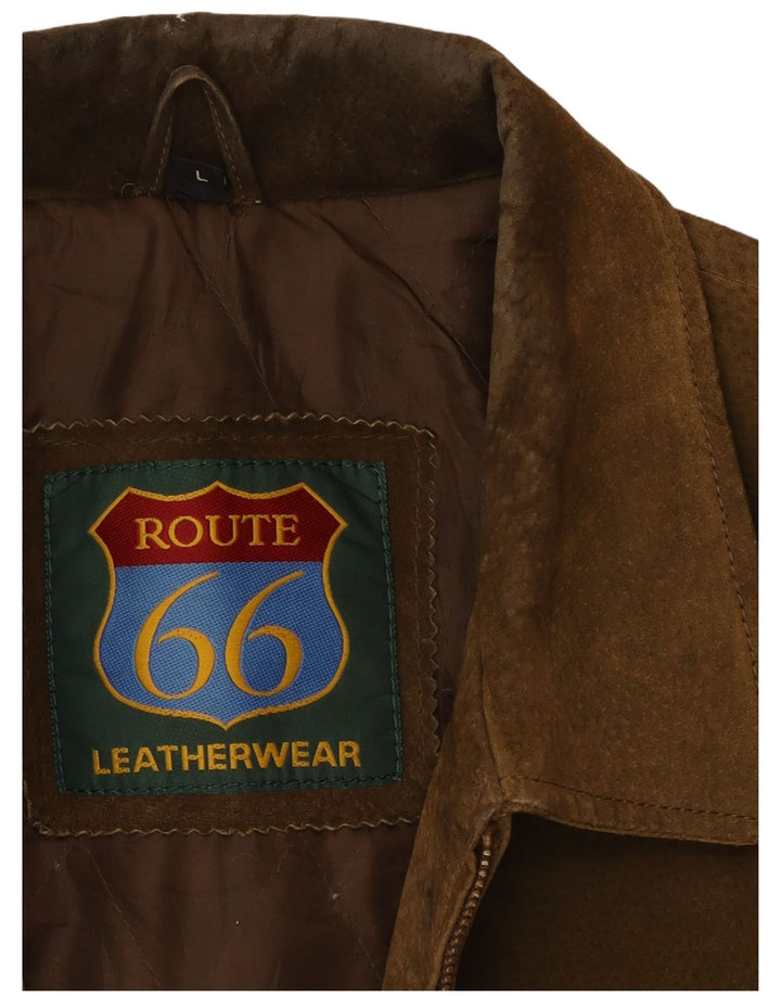 Route 66 Mens Suede Jacket UK 40 Large Khaki Leather