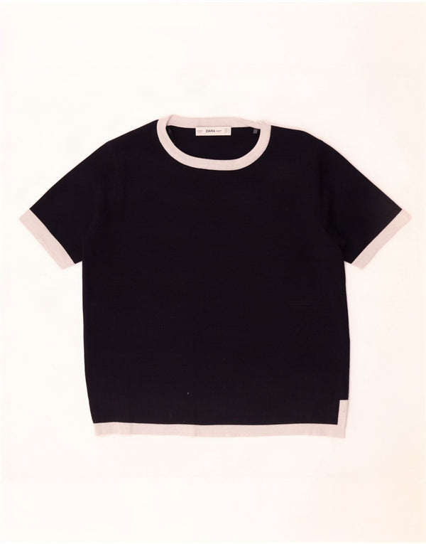 Zara Γυναικείο T-Shirt τοπ UK 10 Small Black Colorblock Viscose