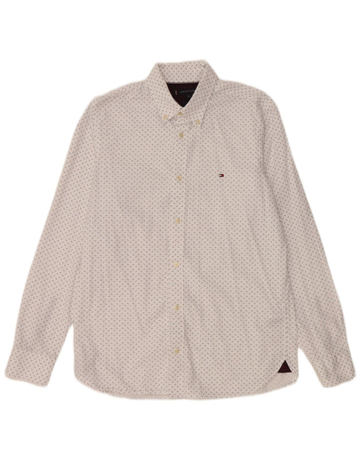 Ανδρικό πουκάμισο Tommy Hilfiger Slim Fit Βαμβακερό μεσαίο λευκό με στίγματα