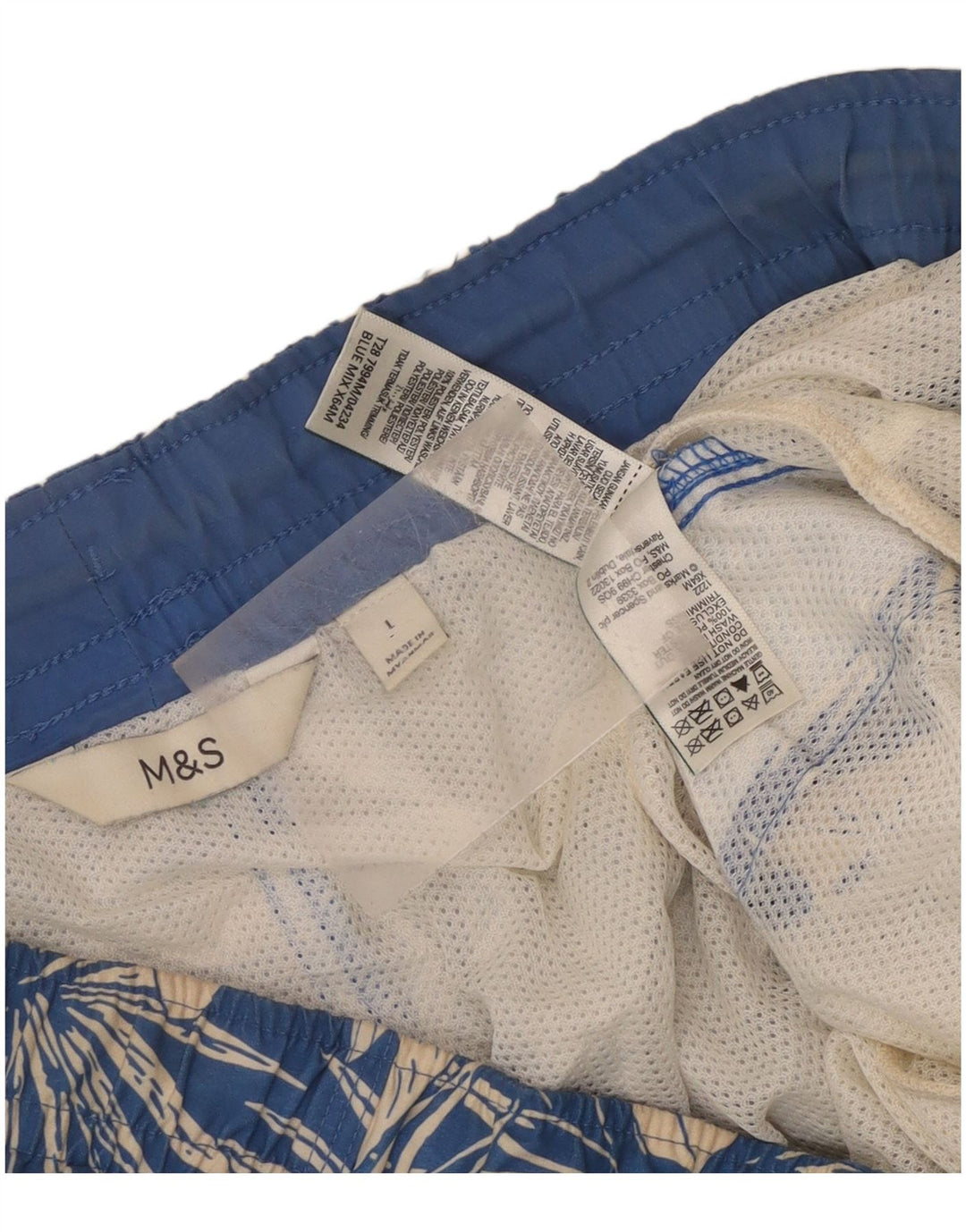 Ανδρικό σορτς κολύμβησης Marks & Spencer Μεγάλο μπλε λουλουδάτο πολυεστέρα