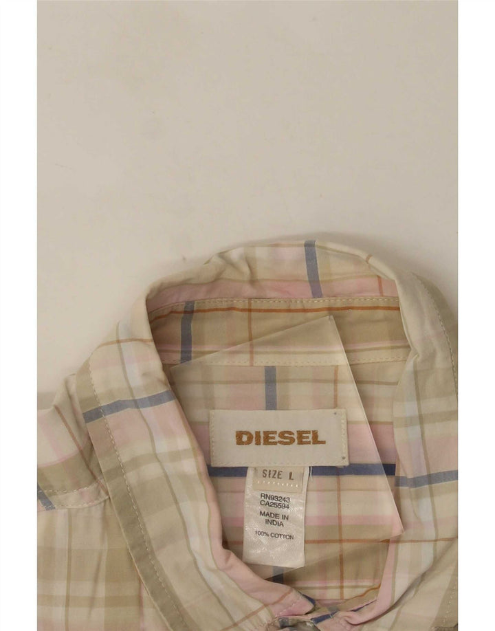 Ανδρικό κοντομάνικο πουκάμισο Diesel Μεγάλο μπεζ βαμβακερό