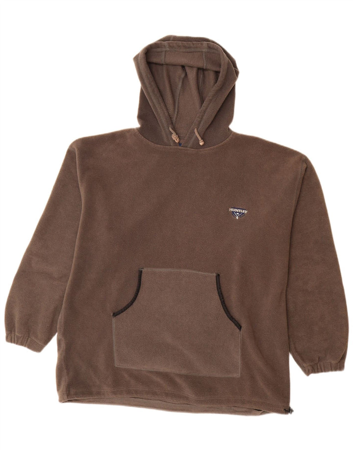 VINTAGE Ανδρική κουκούλα Fleece Jumper Μεγάλος Γκρι Πολυεστέρας