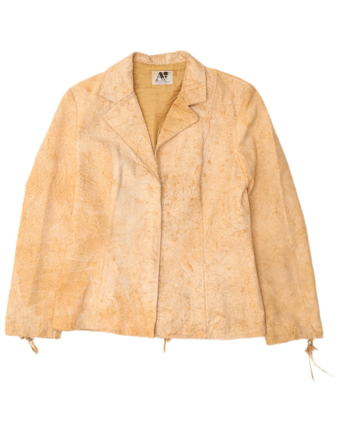 VINTAGE Γυναικείο Suede Jacket UK 12 Medium Beige Leather
