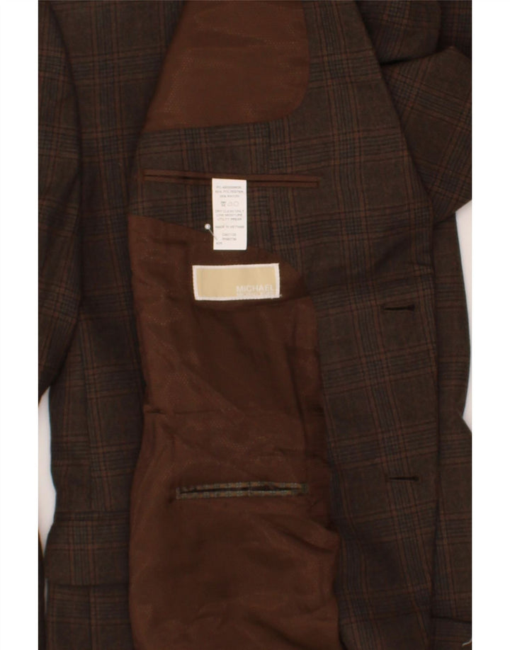 MICHAEL KORS Mens 2 Button Blazer Jacket UK 42 XL Brown Check Polyester Vintage Michael Kors and Second-Hand Michael Kors from Messina Hembry 