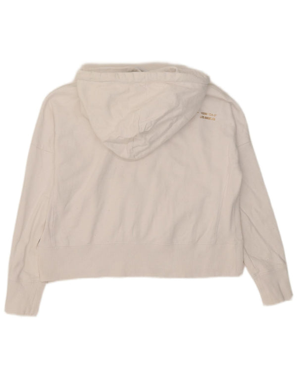 Superdry Γυναικείο υπερμεγέθη Crop Graphic Hoodie Jumper UK 8 Small White