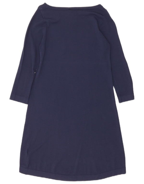 Vintage γυναικείο φόρεμα 3/4 με μανίκια A-line UK 10 Small Navy Blue Viscose