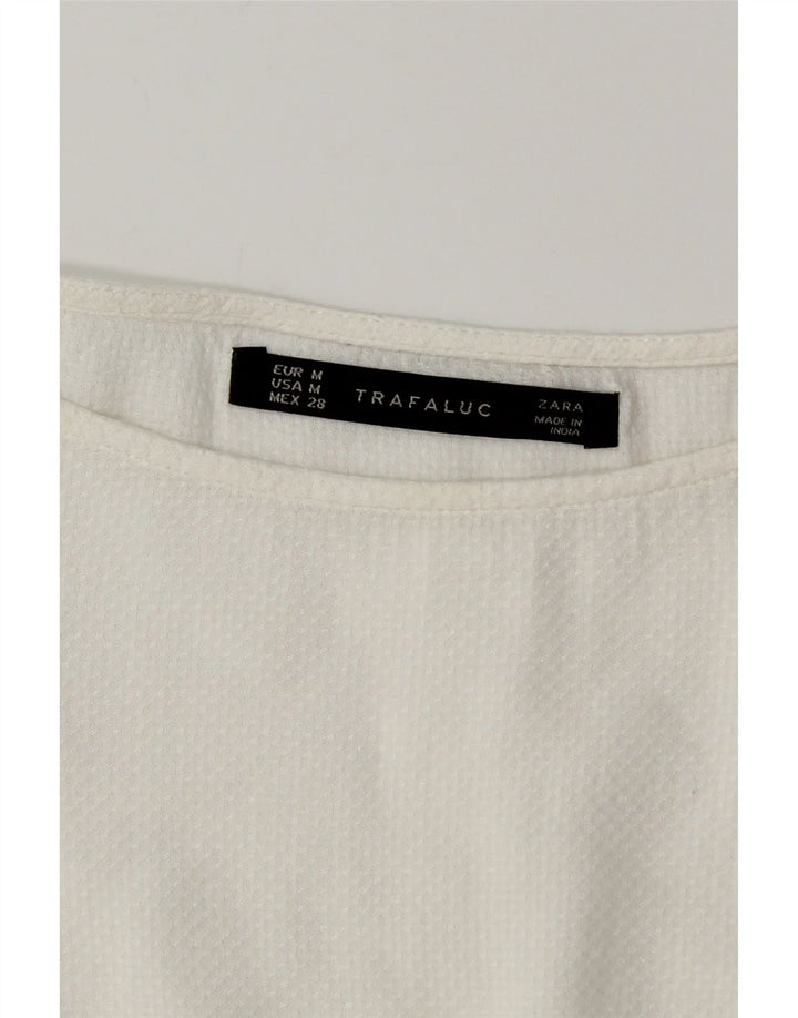 Zara Γυναικεία Μπλούζα Oversized Top UK 14 Medium White Polyester