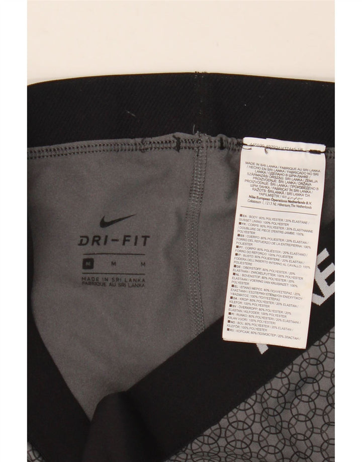 Γυναικεία Nike Dri Fit Graphic κολάν UK 12 Medium Grey Geometric Polyester