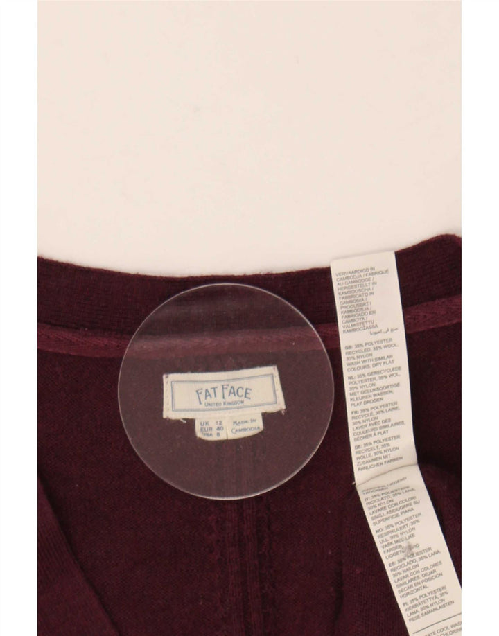 Γυναικείο πουλόβερ με ζακέτα Fat Face UK 12 Medium μπορντό πολυεστέρας