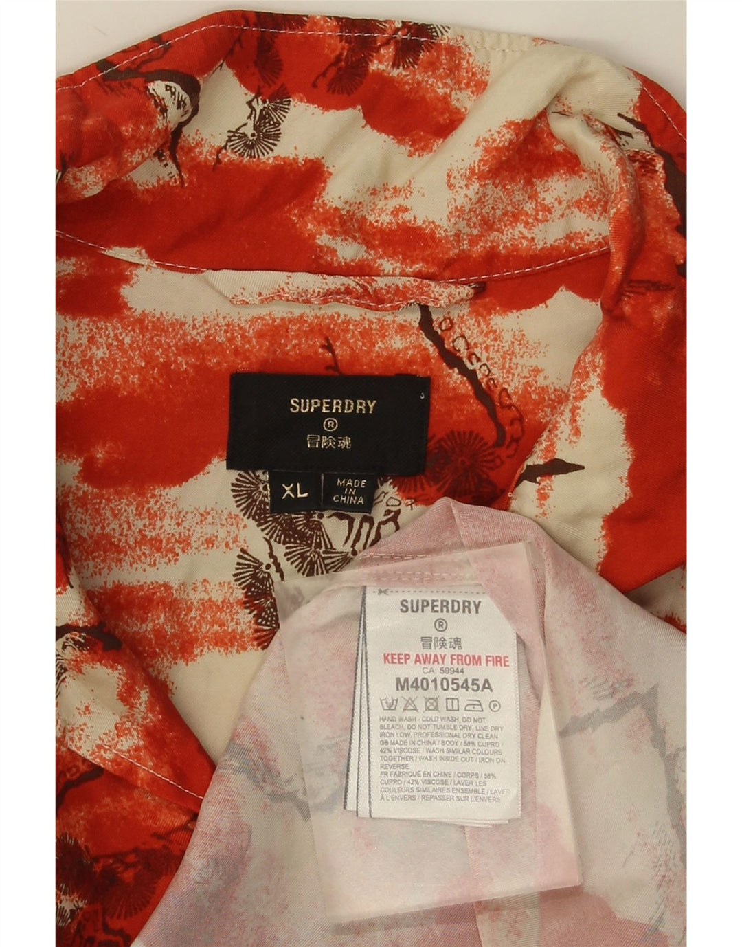 Ανδρικό κοντομάνικο πουκάμισο Superdry XL Red Tie Dye Cupro