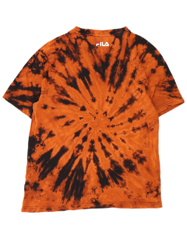 Fila Mens Graphic T-Shirt Top Medium Orange Tie Dye Cotton