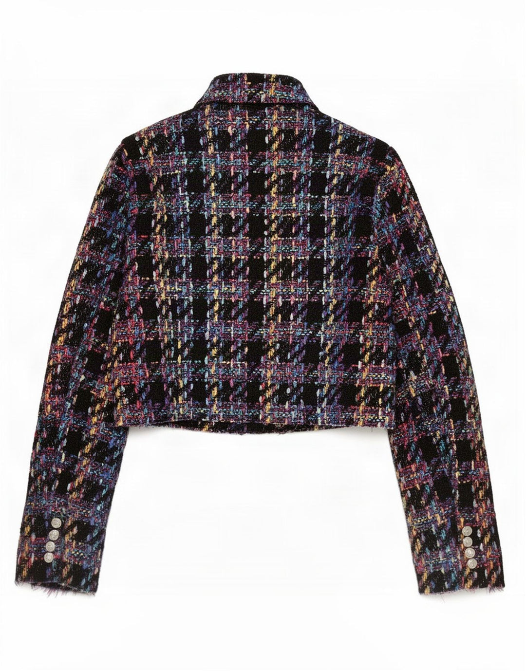 Zara Γυναικείο Μπουφάν Blazer με διπλό στήθος Crop UK 14 Μεγάλο μαύρο καρό