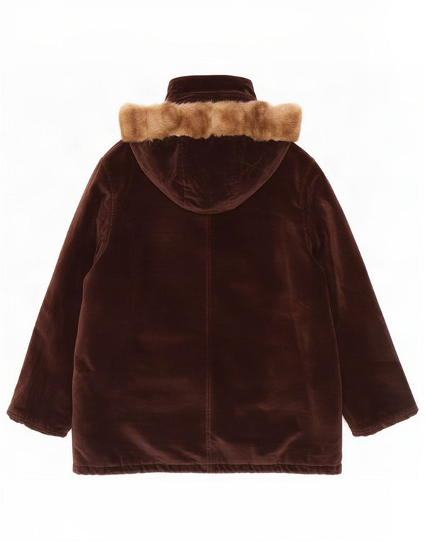Vintage Γυναικείο Μπουφάν Parka Velvet με κουκούλα UK 18 XL καφέ