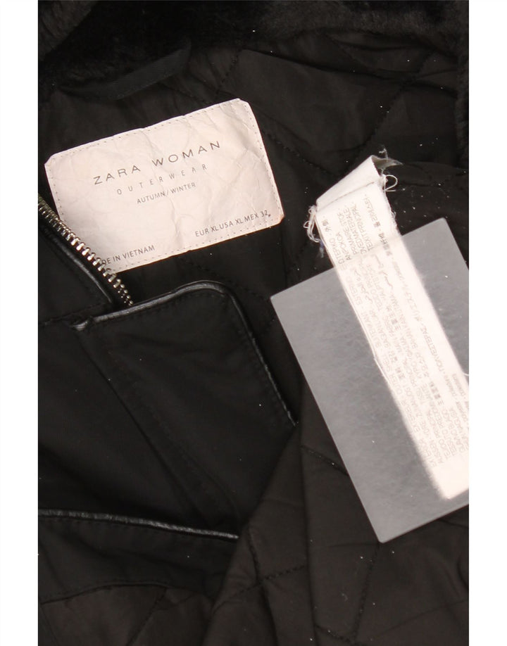 Zara Γυναικείο Αντιανεμικό Μπουφάν UK 18 XL Μαύρο Πολυεστέρας