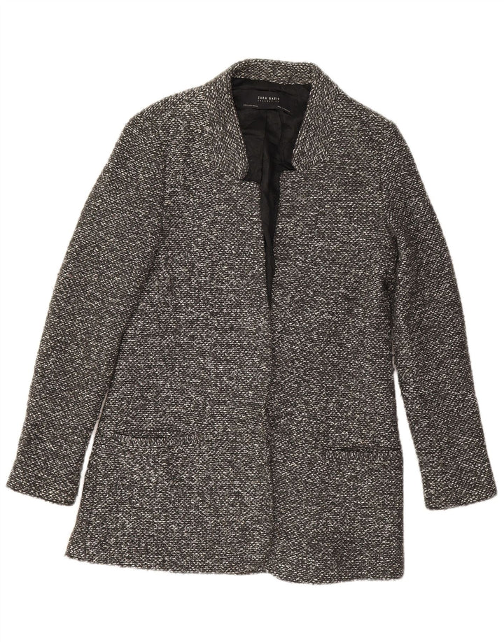 Zara Γυναικείο Longline Open Blazer Jacket UK 10 Small Grey Flecked