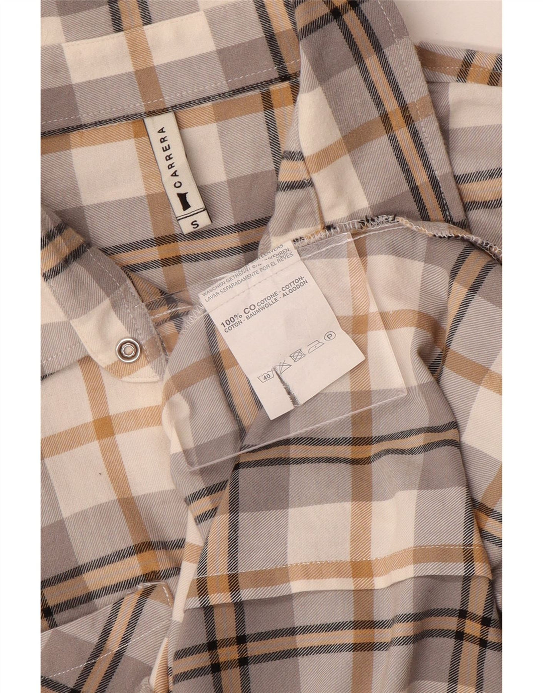 CARRERA Γυναικείο φανελένιο πουκάμισο UK 10 Small Grey Check Cotton