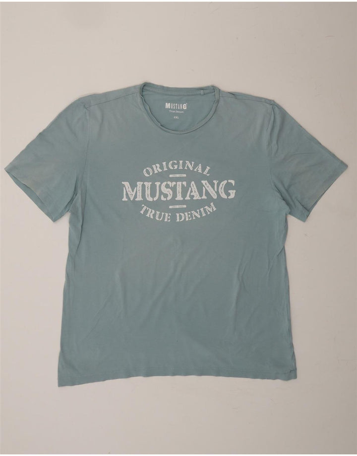 MUSTANG Mens Graphic T-Shirt Top 2XL Blue Vintage Mustang and Second-Hand Mustang from Messina Hembry 