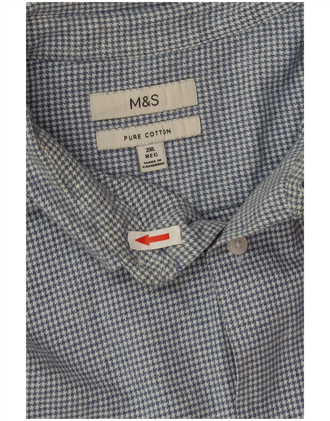 Marks & Spencer Ανδρικό Φανελένιο Πουκάμισο 2XL Μπλε Houndstooth Βαμβακερό