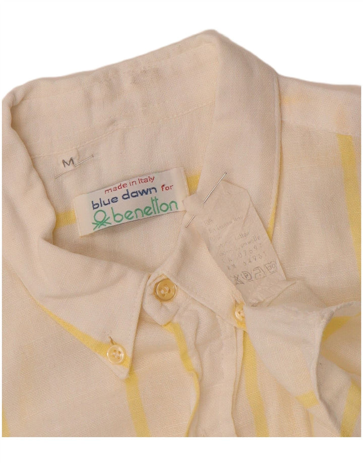 BENETTON Ανδρικό κοντομάνικο πουκάμισο μεσαίο λευκό βαμβακερό ριγέ