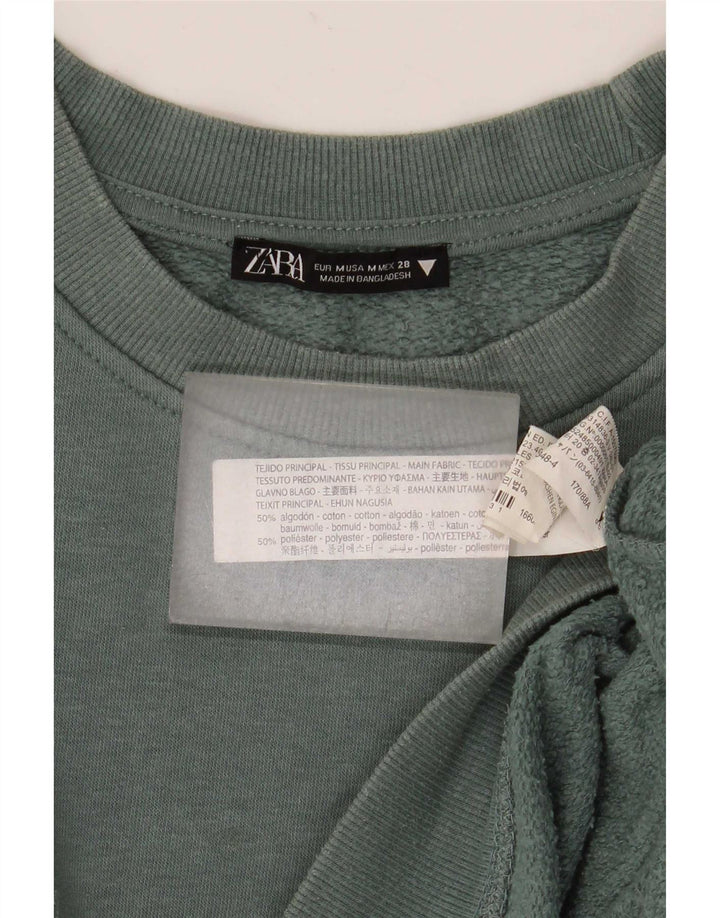 Zara Γυναικεία φούτερ Crop Oversized Jumper UK 14 Μεσαίο πράσινο βαμβακερό