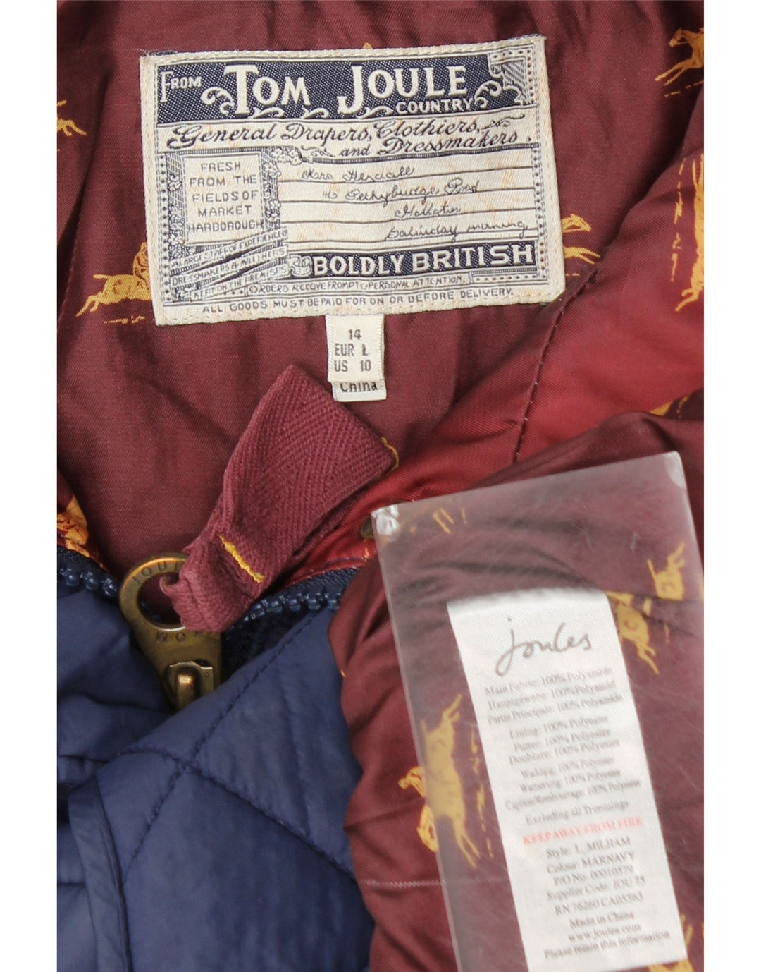 Tom Joule Γυναικεία καπιτονέ Gilet UK 14 Large Navy Blue Polyamide